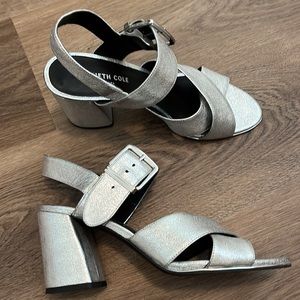 Size 9 Kenneth Cole New York silver heels